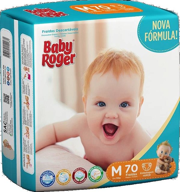 Fralda Descartável Baby Roger Hiper M C/70