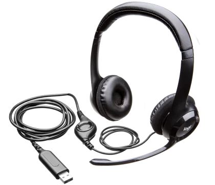 Fone de Ouvido Headset Logitech H390 USB C/ Microfone Preto