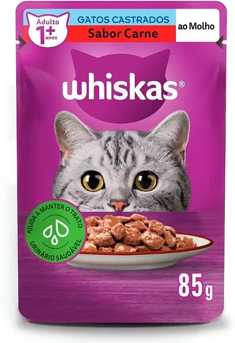 Sachê Whiskas Adulto Castrados Carne 85g