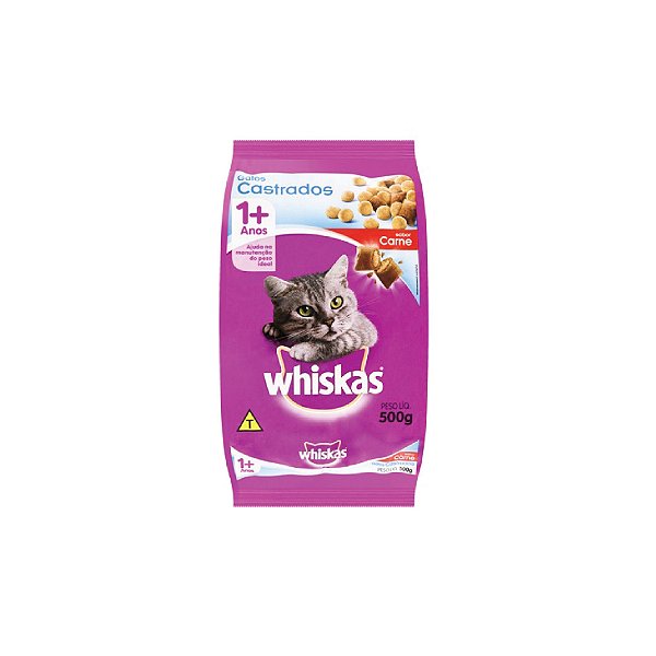 Ração Whiskas Gatos Castrados Carne 500g