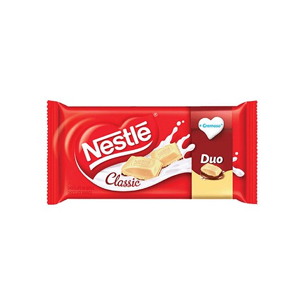 Barra de Chocolate Nestlé Classic Duo Chocolate Branco e ao Leite 90g
