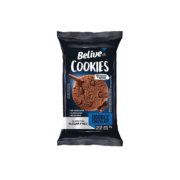 Cookies Belive Double Chocolate Zero Açúcar 34g