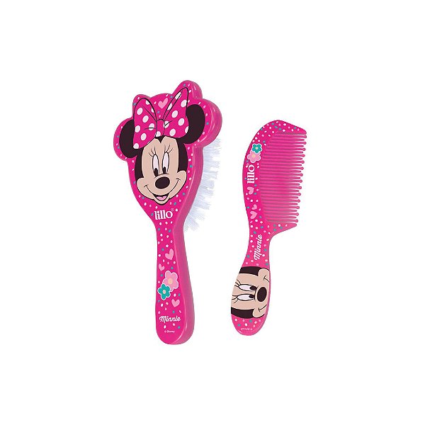 Conjunto de Escova e Prente Lillo Minnie Rosa