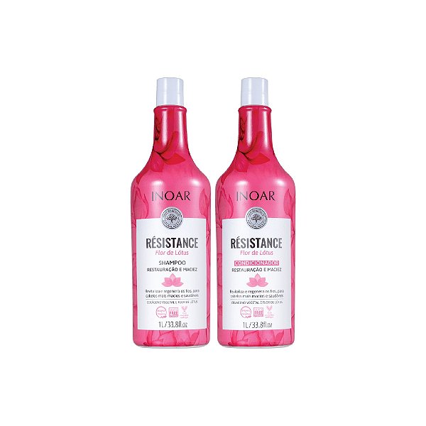 Kit Shampoo e Condicionador Inoar Résistance Flor de Lótus 1L