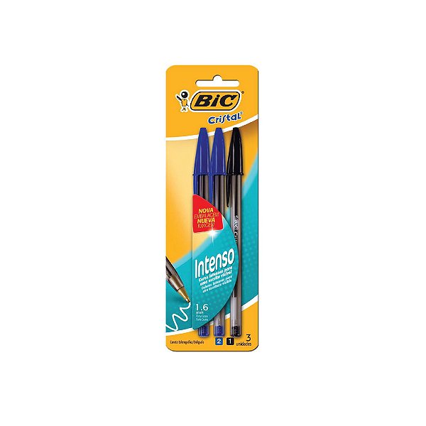 Caneta Bic Cristal 1.6 Azul/Azul/Preto