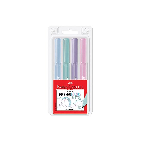 Caneta Hidrográfica 4.0 Faber Castell Fine Pen Colors C/4 Cores Pastel