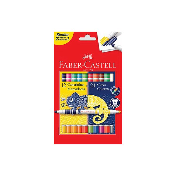 Canetinhas Hidrográficas Faber Castell Bicolor C/12 Canetinhas 24 Cores