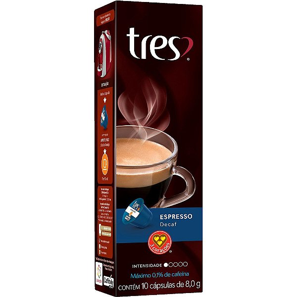 Capsula Tres Expresso Decaf C/10 unidades 8g