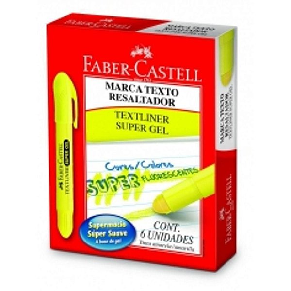 Marca Texto Gel Faber Castell Amarelo C/6 unidades