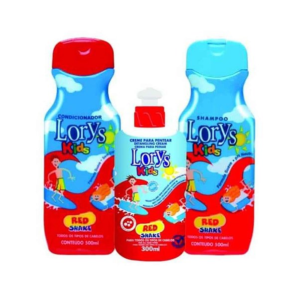 Kit Lorys Kids Red Shampoo + Condicionador + Creme para Pentear