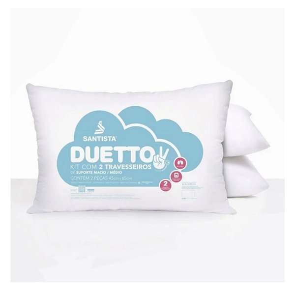 Kit Travesseiros Santista Suporte Médio Duetto C/2 Peças