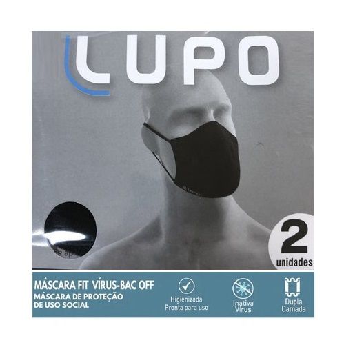 Máscara Lupo Tecnologia Amni Virus-Bac Off C/2 Preta
