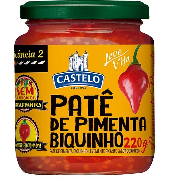 Patê Castelo Pimenta Biquinho Defumado Levemente Picante 220g