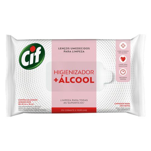 Lenço umedecidos Cif Multiuso +Álcool C/20