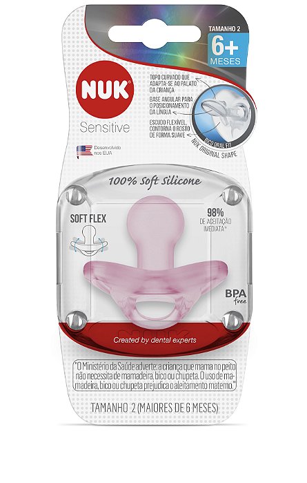 Chupeta Nuk Sensitive Soft 100% Silicone Girl S2