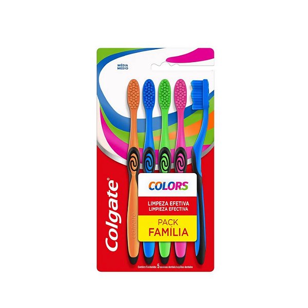 Escova Dental Colgate Colors Família C/5 Escovas
