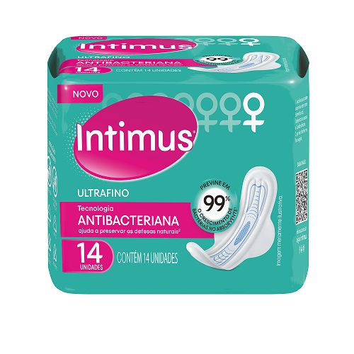 Absorvente Intimus Noturno Antibacteriana Ultrafino Com abas C/14