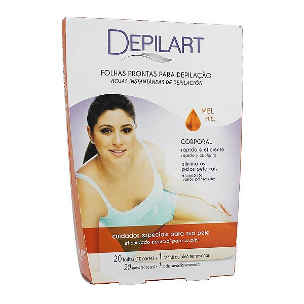 Folhas Prontas Corporal Depilart Mel C/20 Unidades