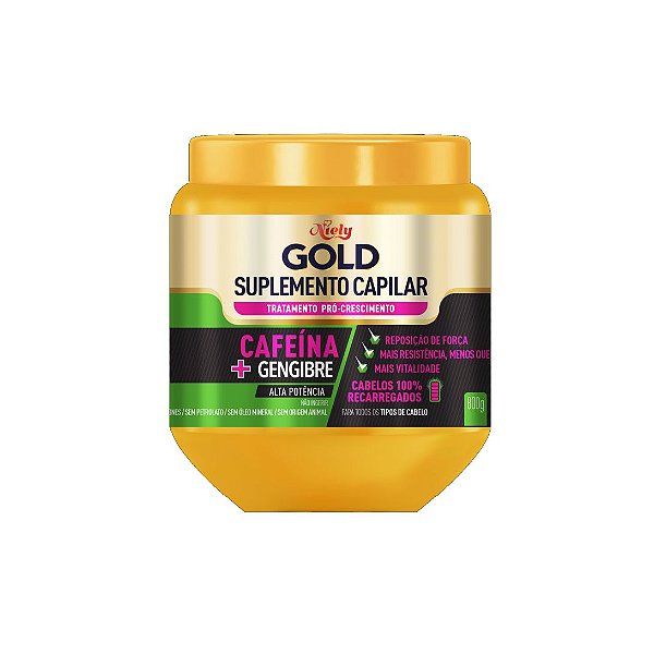 Creme de Tratamento Niely Gold Cafeína + Gengibre Sumplemento Capilar 800g