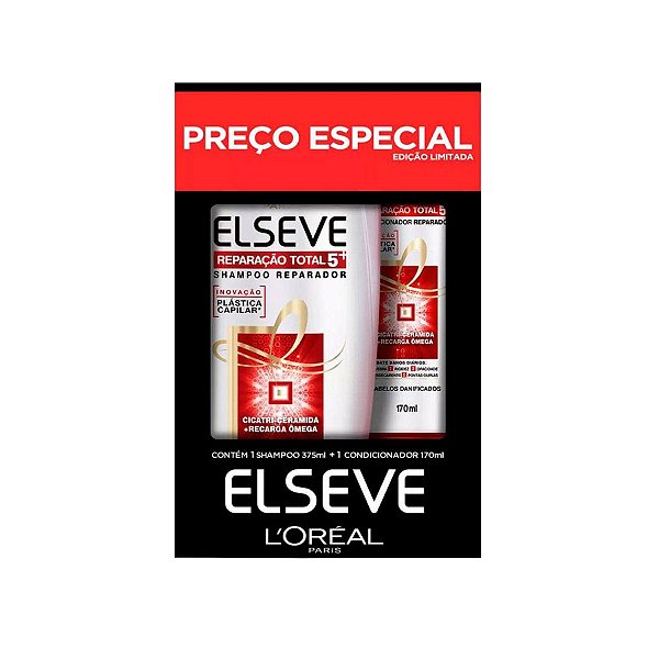 Kit Shampoo Elseve Reparação Total 5+ 375ml e Condicionador 170ml