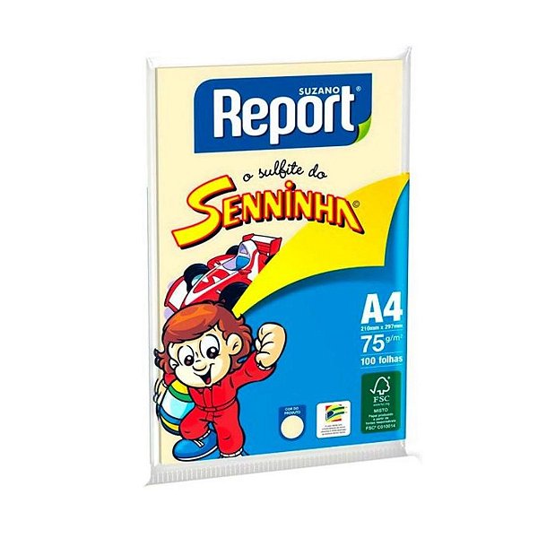 Papel Sulfite Report Senninha A4 C/100 Folhas Amarelo