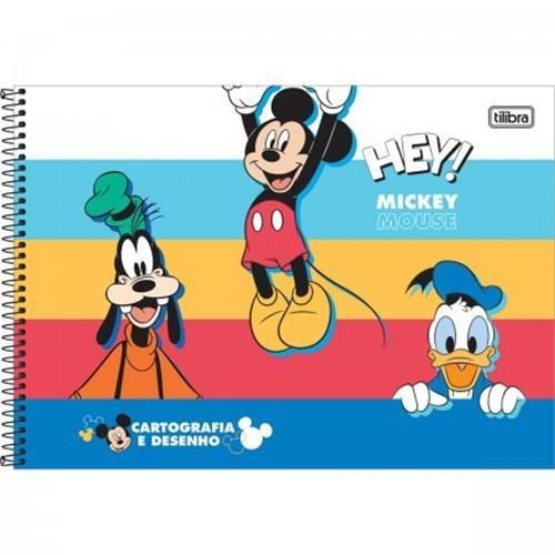 Caderno Cartografia e Desenho Capa Dura Espiral Tilibra Mickey Mouse C/80 Folhas
