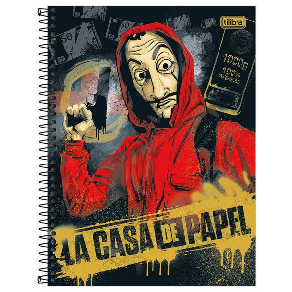 Caderno Capa Dura Universitário Tilibra La Casa de Papel 16 Matérias C/256 Folhas