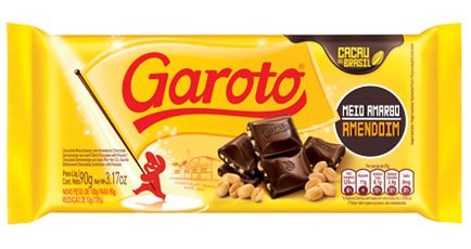 Barra de Chocolate Garoto Meio Amargo Amendoim 90g