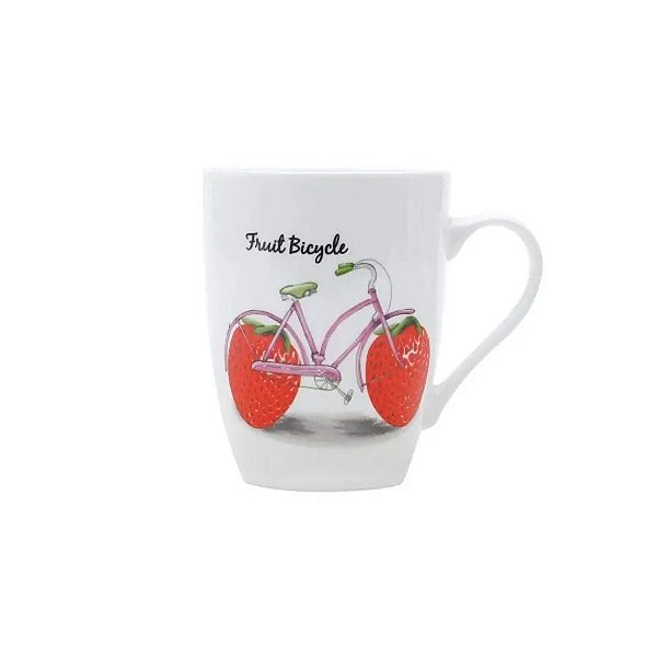 Caneca de Porcelana Rojemac Bike Morango 350ml