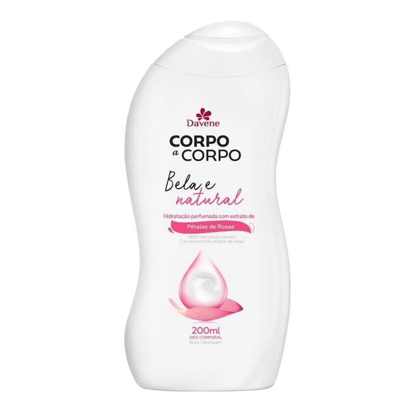 Hidratante Corporal Davene Corpo a Corpo Bela e Natural Pétalas de Rosas 200ml