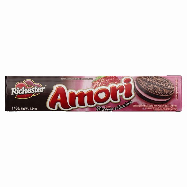Biscoito Richester Amori Morango e Chocolate 140g