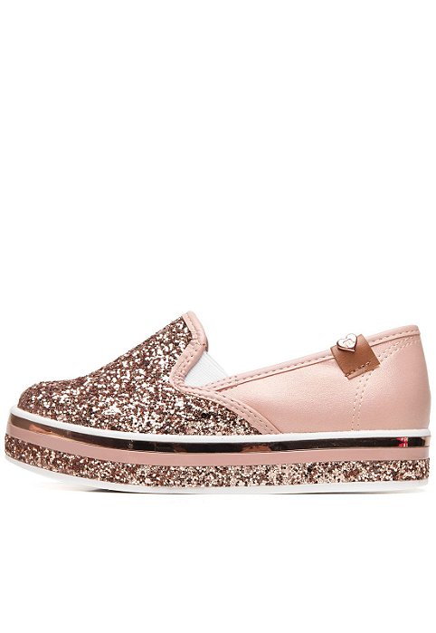tenis molekinha ouro rosado