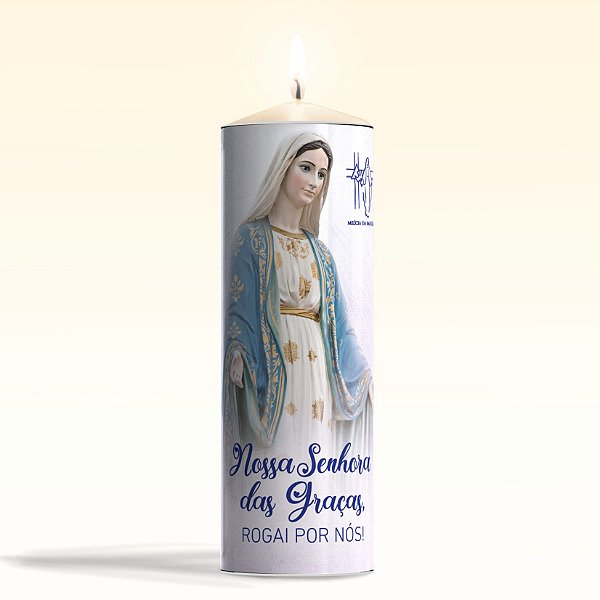 Vela votiva branca - Nossa Senhora das Graças