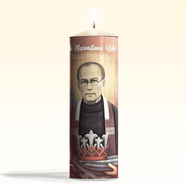 Vela votiva branca - São Maximiliano Kolbe