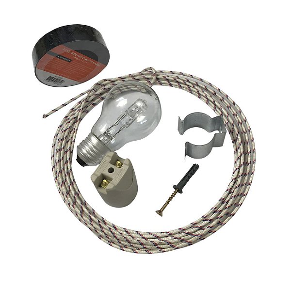 Kit Iluminação Churrasqueira 5 Metros de Fio 1,5MM 300C (churrasco iluminado)