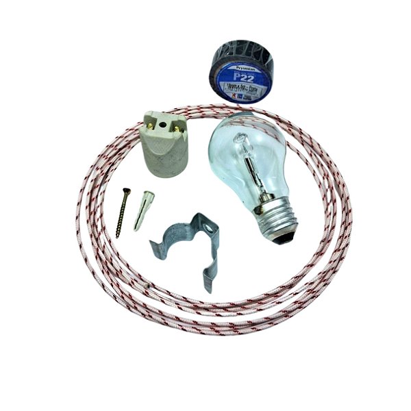 Kit Iluminação Churrasqueira 4 Metros de Fio 1,5MM 300C 220V (churrasco iluminado)