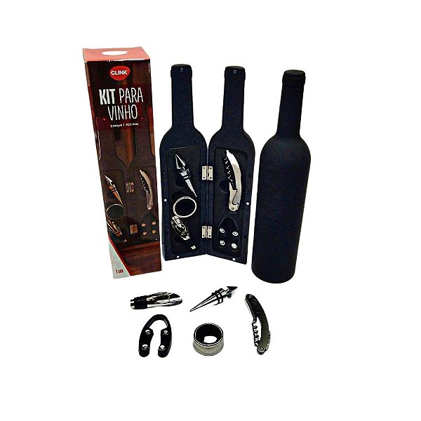 Kit 5 Peças Para Vinho + Suporte Garrafa