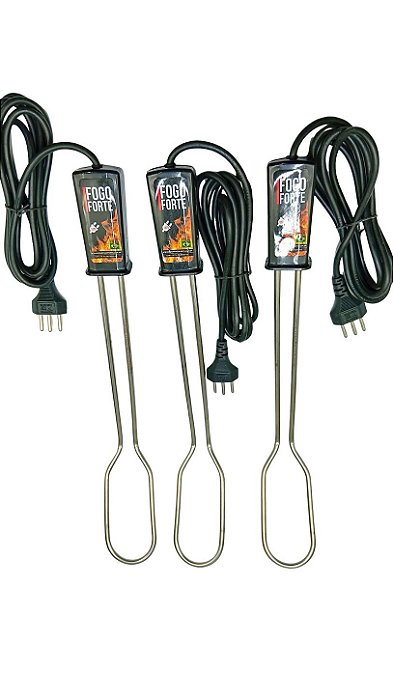 Kit 3 Acendedores Eletricos Carvão E Lenha Junior 450w 127v
