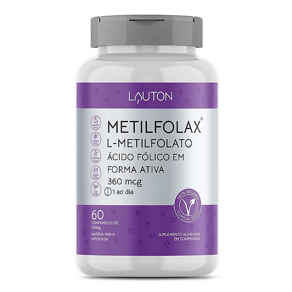 Metilfolax - Metilfolato de Cálcio - Pote com 60 cápsulas de 360mcg -