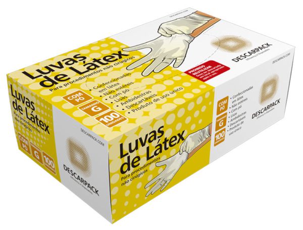 Luva de Látex - Descarpack cx com 100 unidades tamanho G