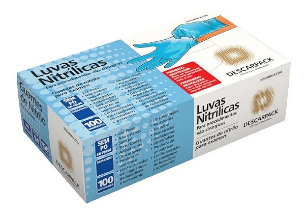 Luva Nitrilica Azul - DKP cx com 100 unidades tamanho PP - NanaCare | Loja  de Curativos, suplemento nutricional e dieta enteral.