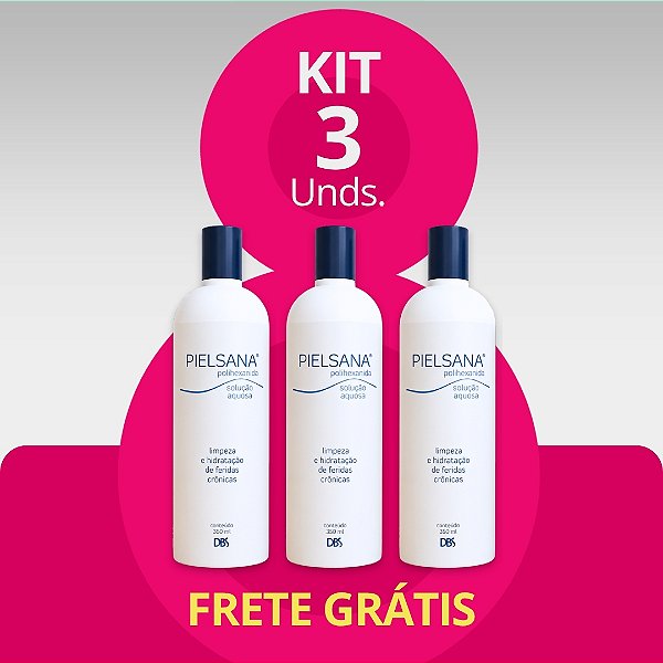 PIELSANA POLIHEXANIDA SOLUÇÃO AQUOSA 350ML - KIT COM 3 UNIDADES - Limpeza e Hidratação de Feridas