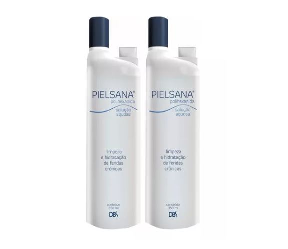 Kit com 2 Unidades - Pielsana Polihexanida Solução Aquosa 350ml FBA - Limpeza e Hidratação de Feridas