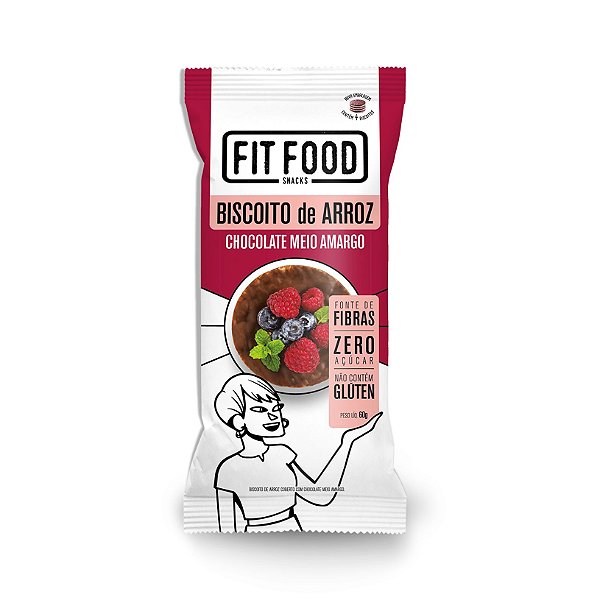 Biscoito de Arroz com Chocolate Meio Amargo Fitfood 60g