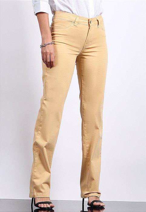 CALÇA RETA AMARELO MANTEIGA