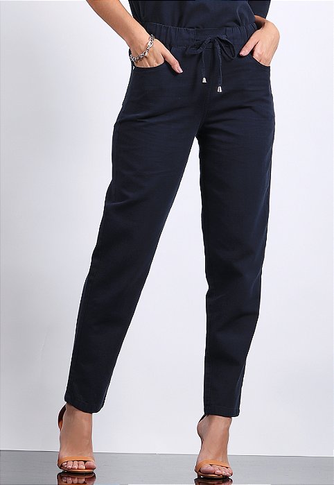 CALÇA PIJAMA LINHO MARINHO