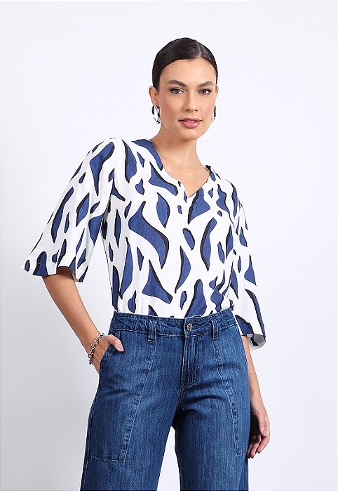 BLUSA ESTAMPA ABSTRATA
