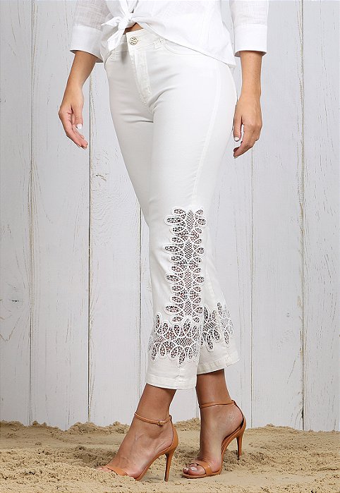 CALÇA CROPPED RENDA