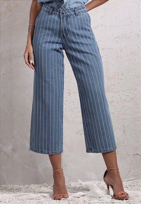 CALÇA CROPPED LISTRAS