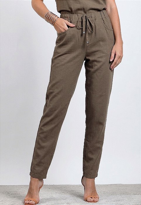 CALÇA PIJAMA VERDE OLIVA